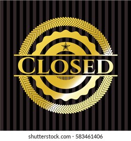 Closed gold shiny badge