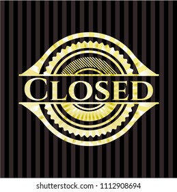 Closed gold shiny emblem