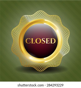 Closed gold shiny emblem