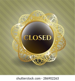 Closed gold shiny emblem