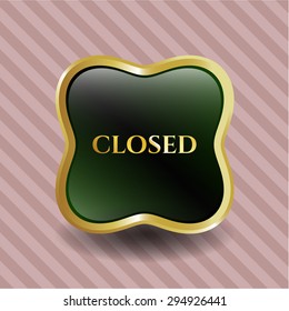 Closed gold shiny emblem