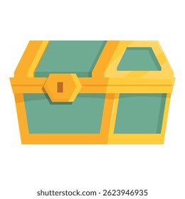 Closed golden chest with a padlock, keeping treasures and jewels safe inside
