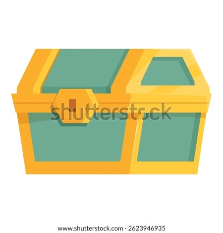 Closed golden chest with a padlock, keeping treasures and jewels safe inside