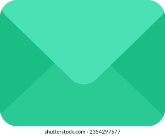 Closed green paper envelope icon. Business correspondence of employees. Receiving, sending electronic messages in office. Simple flat vector symbol isolated on white background