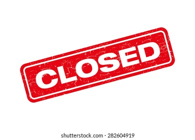 Closed grunge retro red isolated stamp