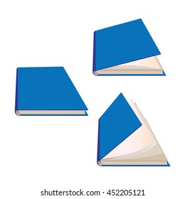 closed and half open book lying on the table surface.Vector illustration