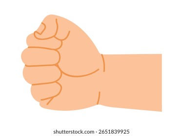 Closed hand making fist gesture, expressing strength, unity, or resistance, isolated on white background, suitable for various concepts related to power, protest, or determination