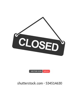 Closed Hanging Sign Icon Vector Illustration Eps.10