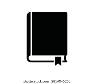 Closed hardback book with a bookmark ribbon silhouette icon