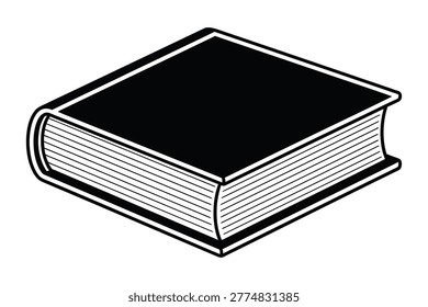 A closed hardcover book with a thick spine and layered pages isolated on transparent background