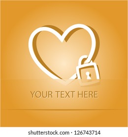 Closed heart. Paper sticker as bookmark. Vector illustration. Eps10.