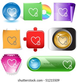 Closed heart. Vector internet buttons.