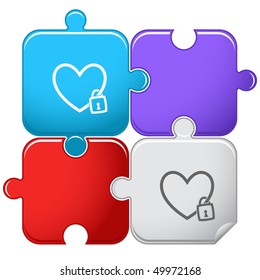 Closed heart. Vector puzzle.