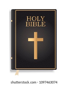 Closed Holy Bible book isolated on white background. Vector illustration.