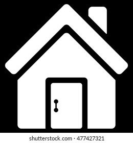 Closed House Door icon. Vector style is flat iconic symbol, white color, black background.
