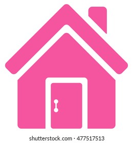 Closed House Door icon. Vector style is flat iconic symbol, pink color, white background.