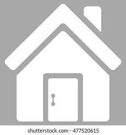 Closed House Door icon. Vector style is flat iconic symbol, white color, silver background.