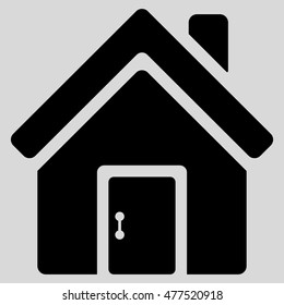 Closed House Door icon. Vector style is flat iconic symbol, black color, light gray background.