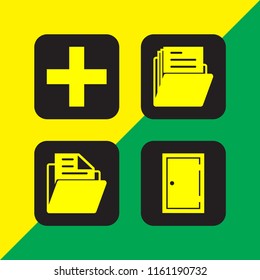 closed icon. 4 closed set with cross mark, door and folder vector icons for web and mobile app