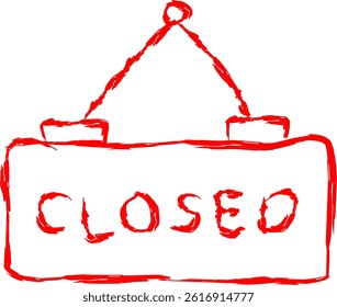 closed icon in doodle style. red line scribble icon