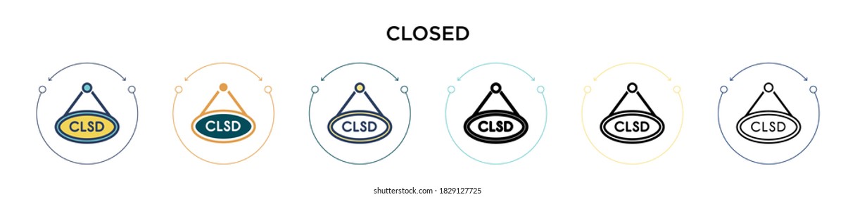 Closed icon in filled, thin line, outline and stroke style. Vector illustration of two colored and black closed vector icons designs can be used for mobile, ui, web