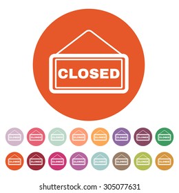 The closed icon. Locked symbol. Flat Vector illustration. Button Set