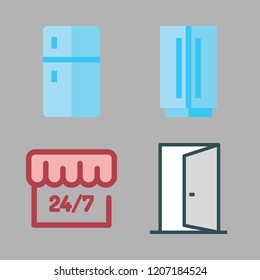 closed icon set. vector set about fridge, open and door icons set.