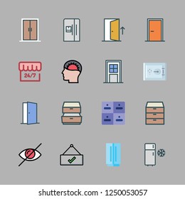 closed icon set. vector set about blind, safe deposit, open and drawers icons set.