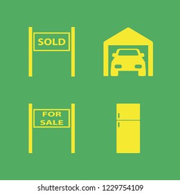 closed icon. closed vector icons set private garage, fridge, sale sign and sold house