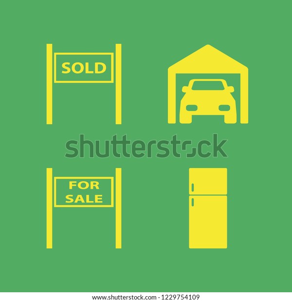 closed icon. closed vector icons set private\
garage, fridge, sale sign and sold\
house