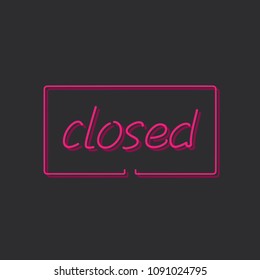 Closed icon, vector illustration design. Neon logo collection.