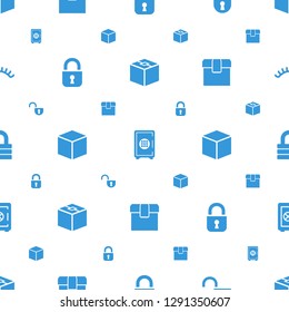 closed icons pattern seamless white background. Included editable filled box, Safe, open lock, lock, eyelashes icons. closed icons for web and mobile.