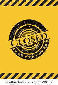 Closed inside warning sign, black grunge emblem. Vector Illustration. Detailed.