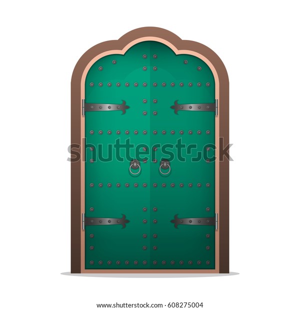 Closed Iron Door Flat Style Vector Stock Vector Royalty Free