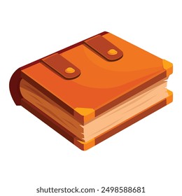 Libro de cuero cerrado con Elementos de metal muestra conocimientos ancestrales