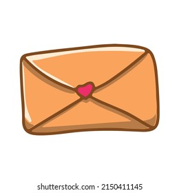 A closed letter. Envelope vector illustration. Yellow isolated object on a white background