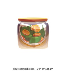 Closed with Lid Glass Jar with Preserved Carrot 