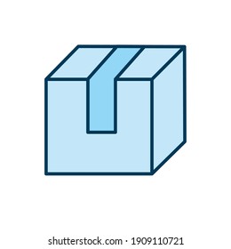 closed light blue packaging box vector illustration design