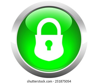 Closed lock button for web. Vector. 