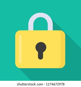Closed Lock Flat Design Icon 