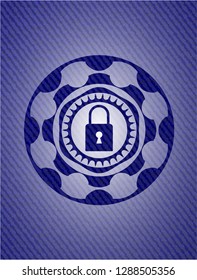 closed lock icon with denim texture