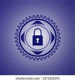 closed lock icon with denim texture