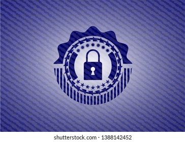 closed lock icon with denim texture