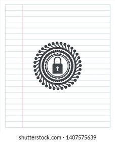 closed lock icon draw with pencil effect. Vector Illustration. Detailed.