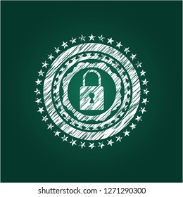 closed lock icon drawn with chalkboard texture
