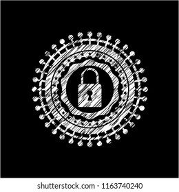 closed lock icon drawn on a chalkboard