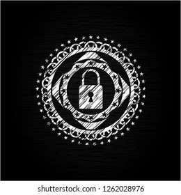 closed lock icon drawn on a chalkboard