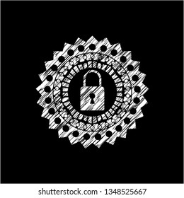 closed lock icon drawn on a blackboard
