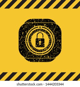 closed lock icon grunge warning sign emblem. Vector Illustration. Detailed.