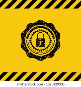 closed lock icon grunge warning sign emblem. Vector Illustration. Detailed. 